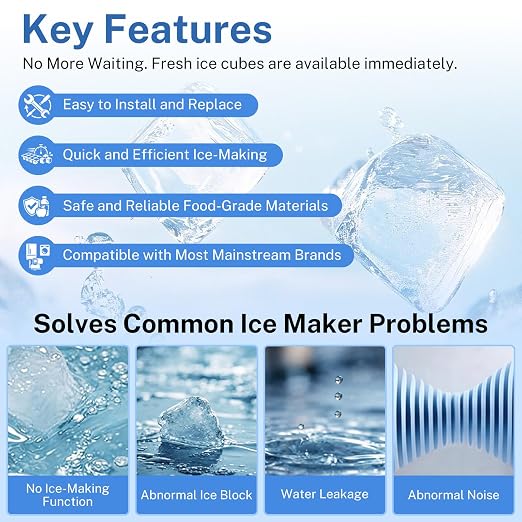 2198597 Ice Maker 185W 115V 60Hz Fit for Whirlpool Maytag Amana | High Efficiency Ice Making,Food-grade Materials,Replaces W10122502 626663 1016069 2198678
