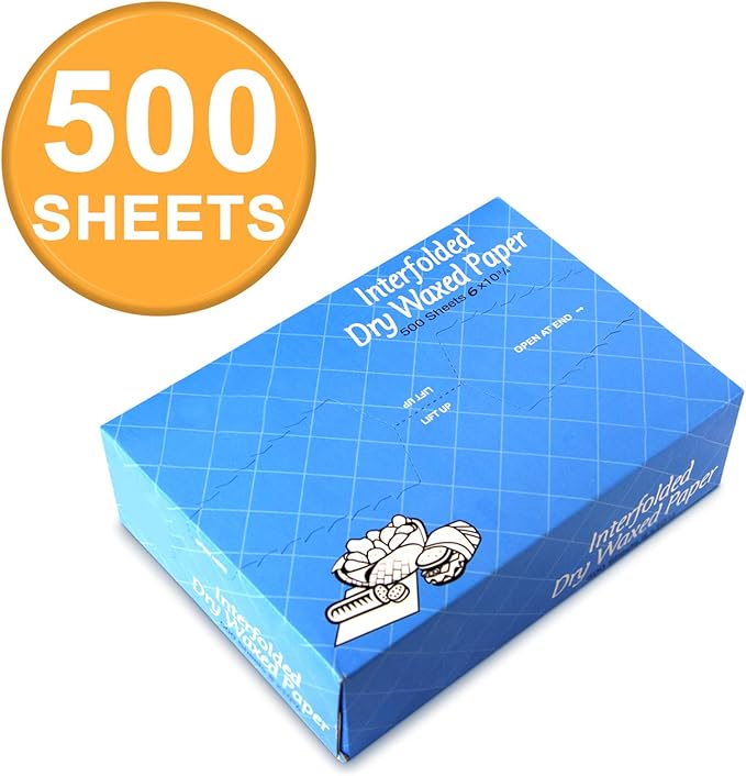 Fit Meal Prep 500 Sheets 6 x 10.75” Dry Wax Paper Sheets for Food, Greaseproof Sandwich Wrapping, Interfolded Deli Wax Paper for Fries, Burgers, Food Basket, Made in USA