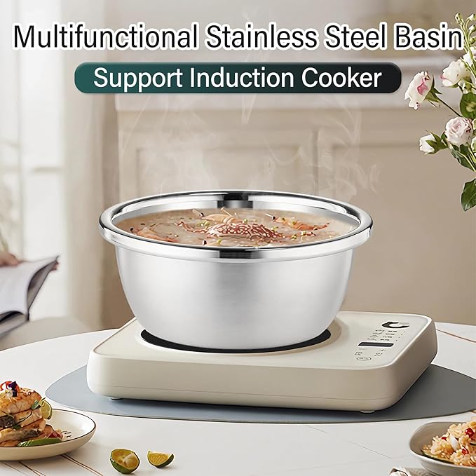 304 Stainless Steel Colander 2QT Microporous Colander & Mixing Bowl for Kitchen Cooking,Rice Strainer with Washing Bowl for Pasta Straining,Fruit Washing,Vegetable Draining(2PCs)