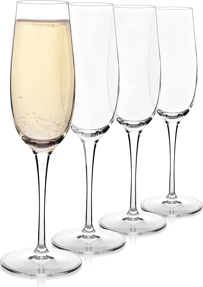 Luigi Bormioli Crescendo Champagne Flutes - Clear, 8.25 Oz, Set of 4