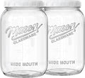 Folinstall 2 Pack 1 Gallon Glass Jar with Lid, Wide Mouth Mason Jars, Large Glass Flour Storage Containers with Airtight Lids, Candy Jar Safe for Cookie, Kombucha, Pickle, Sugar
