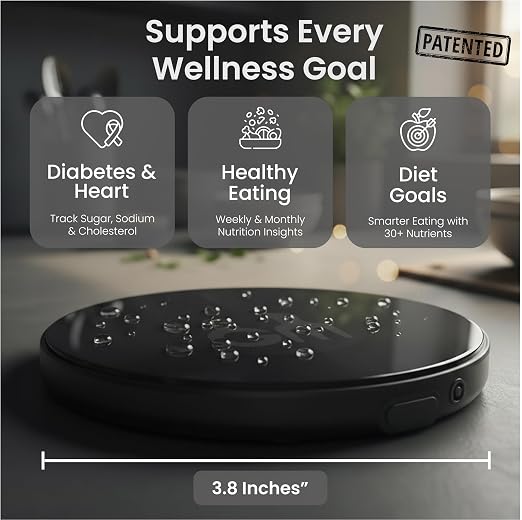 Portable Food Scale with Nutritional Calculator. Rechargeable Travel Size for Weight Loss, Nutrition, Calories, Diabetes, Meal Prep - Pocket Digital Kitchen Scales - Free GOURMETMILES App