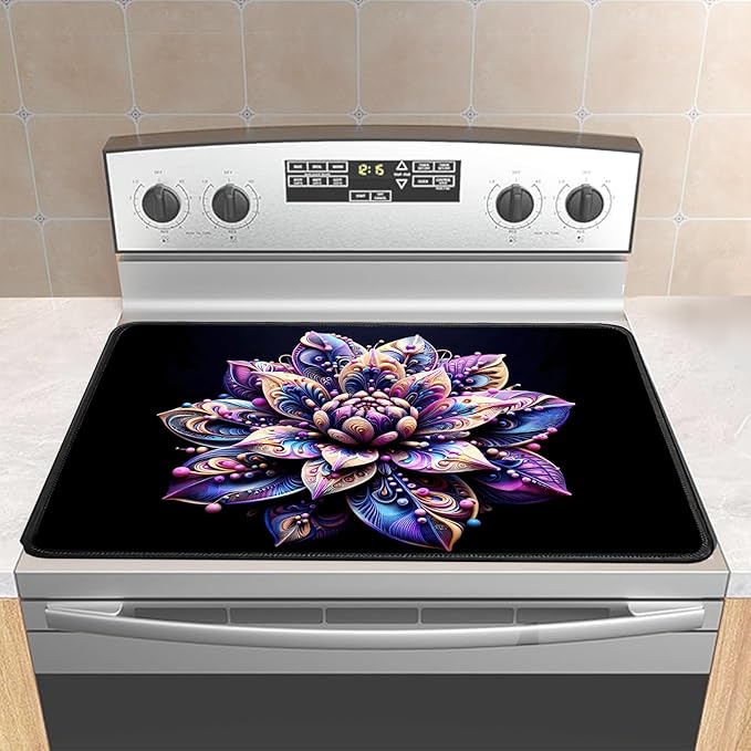 Stove Cover Stove Covers For Electric Stoves Foldable Multipurposeglass Top Protector Thick Natural Rubber Anti-Slip Coating Expands Usable Space (27.9inx20in) (Colorful flowers33)