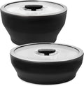 Anyday 4-Piece Medium Glass Food Storage with Glass Lids | Plastic-Free Meal Prep & Microwave Cookware | Stackable Airtight Storage Container with Vented Lid for Microwave-Safe Reheating