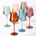 Colored Wine Glasses Set of 6, Handblown Colored Wine Glasse,Coloful Glassware,17OZ for Red or White Wine,Wedding Gift, Anniversary, Christmas, Birthday Wine Glass,Mothers Day Gifts,Gifts for My Wife