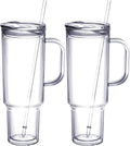 MEWAY 40 oz Acrylic Tumbler with Handle and Straw Lid，Double Wall Vacuum Reusable plastic Water Bottle Travel Mug Cup，Classic Tumblers Cupholder Friendly (2 Pack)