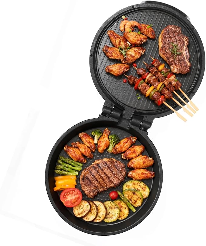 VEVOR Pizza Oven, 12 in Electric Pizza Maker, 1200W Electric Pizzas Cooker with Non-Stick Coating, 180° Open for Dual Side Baking, Heats up to 410 ˚F, Multi-Function Cooking, for Pizzas, Barbecue
