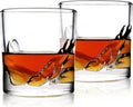 LIITON Grand Canyon Heavy Crystal Whiskey Glasses Gift Set of 2, Thick Freezable Bourbon Glass 1lb Each, Premium Whiskey Gifts for Men, Frozen Crystal Chills Cocktails Collins Glass, 10 oz