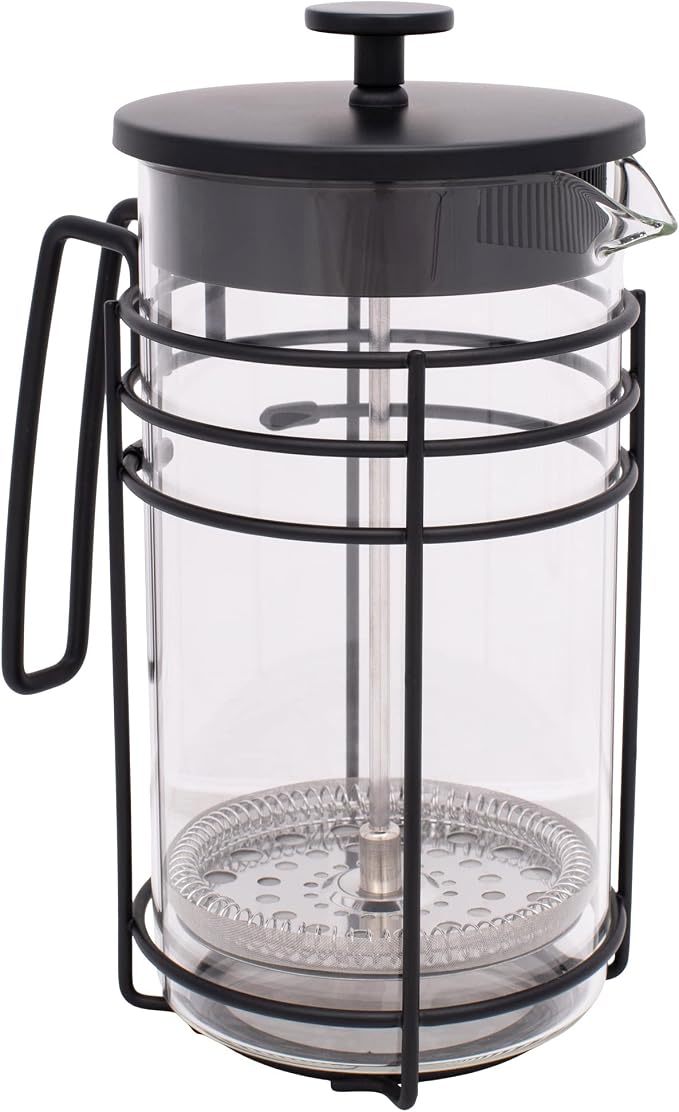 Elanze Designs Black 1 Liter Glass and Chrome Plated French Press Coffee and Loose Leaf Tea Maker