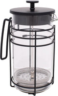 Elanze Designs Black 1 Liter Glass and Chrome Plated French Press Coffee and Loose Leaf Tea Maker
