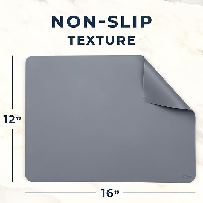 GASARÉ, Extra Large, Thick, Silicone Mat for Kitchen Counter, Heat Resistant Mat, Countertop Protector, Non-Slip, Easy to Clean, Cuttable, 16 x 12 Inches, Gray