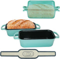 Blisswave Cast Iron Bread Pan with Lid - 2-in-1 Dual Set, Includes 2 Bread Mats - Bread Baking Pan for Homemade Bread, Cakes, Patties - Even Heating - 2-Piece Set (Lake Blue)