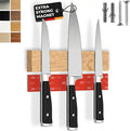 CUCINO Magnetic Knife Holder for wall, 10" no drilling required, includes self-adhesive tape, extra strong for holding knives – Awarded magnet strip – Oak