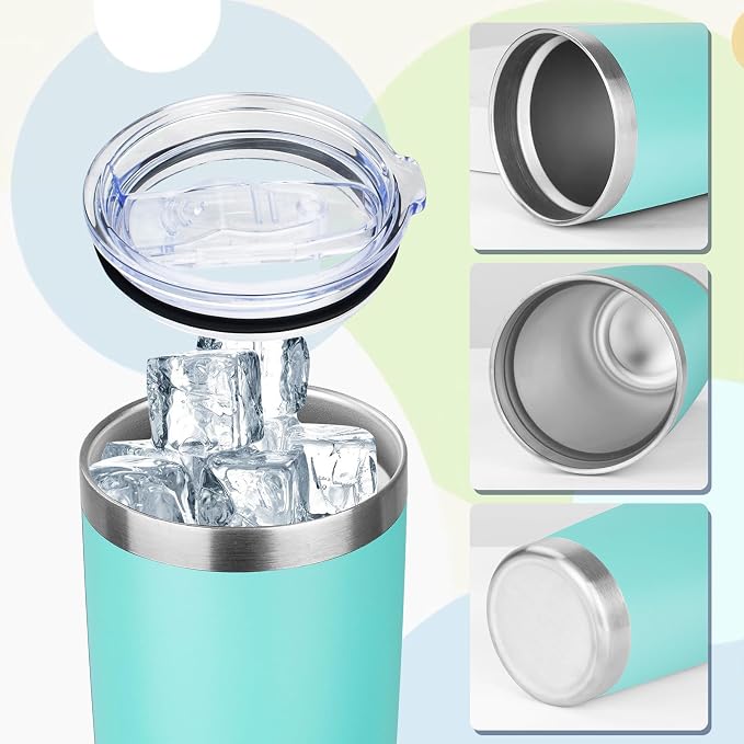 20oz Tumbler with Lid Stainless Steel Insulated Tumblers Travel Coffee Tumbler Bulk Double Wall Vacuum Insulated Water Cup Gifts for Christmas Women Men Her Him Home Office(Teal, 1pack)