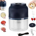 Household Electric Garlic Crusher, Rechargeable Mini Food Chopper with Stainless Steel Blades,One-Touch Portable Electric Garlic Mincer for Onion Ginger Chili,Small Food Processor for Kitchen (Blue)