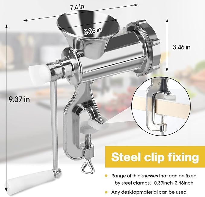 Meat Grinder Manual Mincer - Manual Meat Grinder Sausage Maker Table Mount Pork Mincer Sausage Stuffer Funnel Make Homemade Burger Patties Hand Operated Kitchen Tool-d1