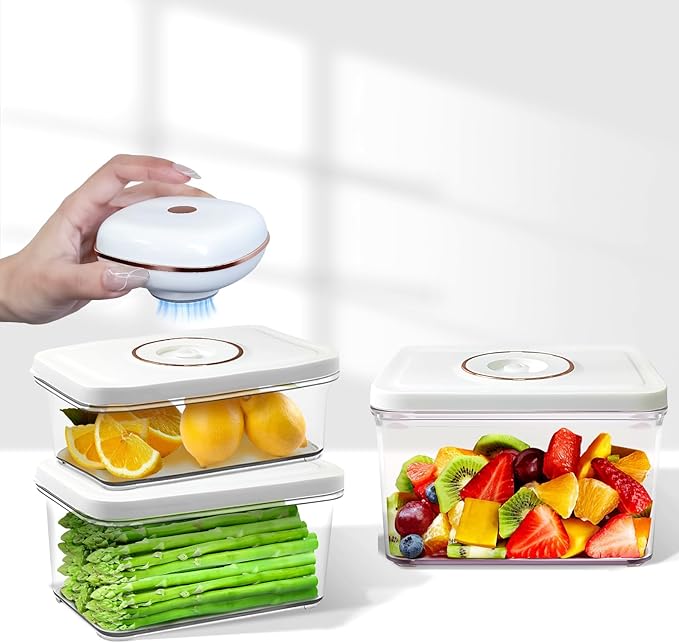 Vixino Vacuum Sealer for Food, Compact Handheld Vacuum Sealer Machine with 3 Containers, Seals Liquids & All Foods, Portable for Sous Vide, Travel,Camping, Kitchen, Gifts