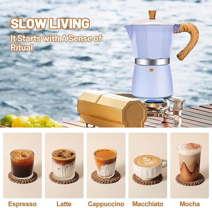 9 Cup Aluminum Espresso Stovetop Moka Pot Express Coffee Maker Percolator Italian Classic Mocha Coffee Machine for Italian and Cuban Cafe Brewing for Home & Camping 450ml 15oz