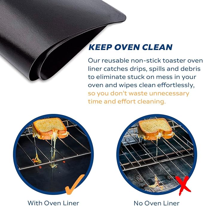 Large Teflon Mats, Reusable Non-Stick Oven Liners For Toaster Ovens, Dishwasher Safe, Oven Mat For Bottom Of Oven (13" x 16" / 2pcs) (13" x 16" 6pcs Black)