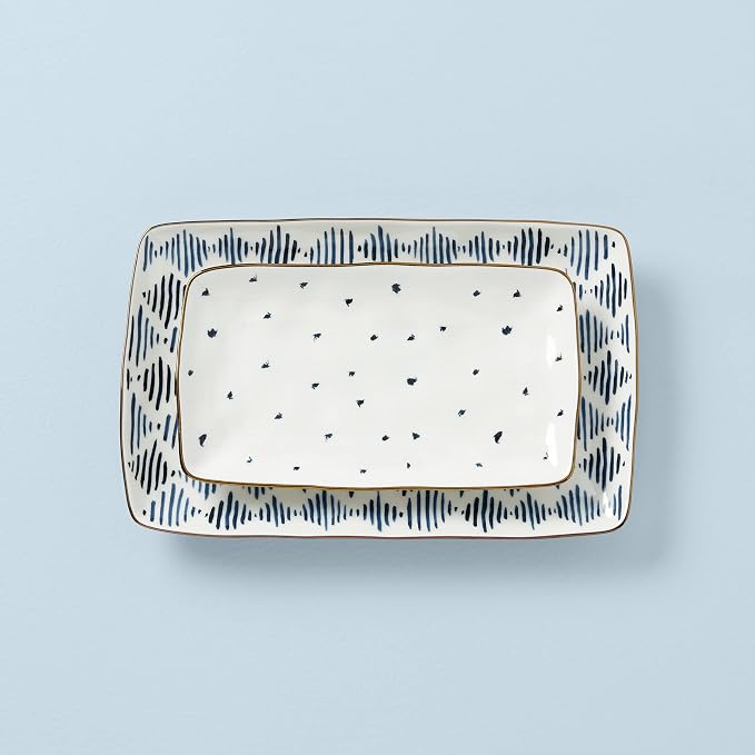 Lenox Blue Bay 2-Piece Nesting Platter Set, 2.87