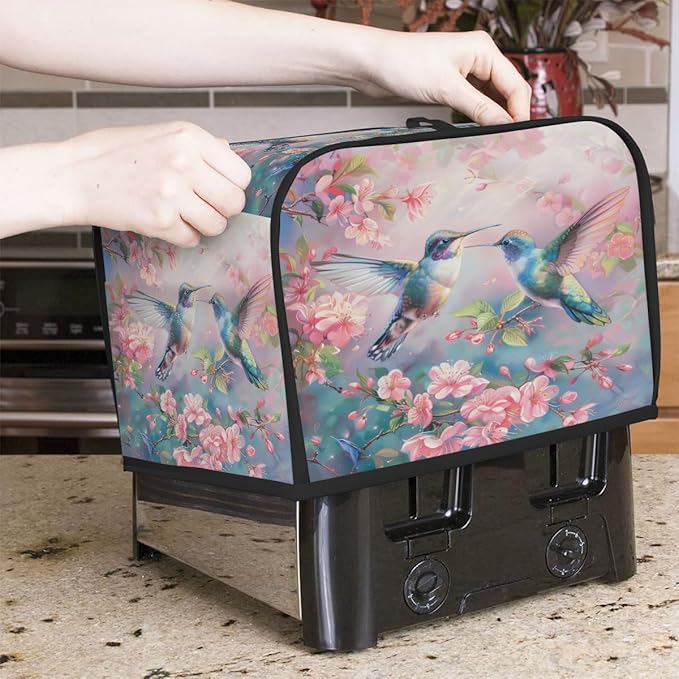 Spring Animals Bird Flower Toaster Cover 4 Slice Dust and Fingerprint Protection Toaster Bread Maker Covers Washable Kitchen Small Appliance Covers for Kitchen Accessories Decor Bakeware Women Gift