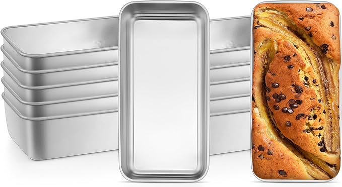 Leonyo Non-Toxic 9x5IN Stainless Steel Loaf Pan for Baking Bread,12 Pack | Metal Sandwich Bread Loaf Pans, Bread Pan Tins for Homemade Meatloaf Cakes Brownies Lasagnas, Dishwasher Oven Safe