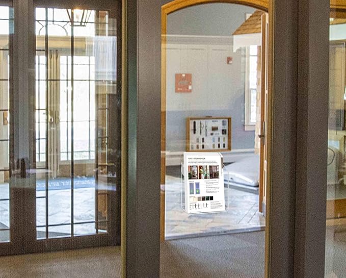 Marketing Holders Suction Cup Brochure Holder for 4" Wide Postcards Clear Acrylic Window or Glass Wall Mount Literature Display for Reception Areas Schools and Libraries