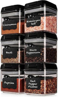 Shazo 6 PC Airtight Food Storage Containers + 6 Spoons Included - BPA Free Plastic Snack & Spice Containers with Easy Lock Lids - Kitchen and Pantry Organization for Herbs Coffee Tea - 0.5L / 2.1 Cup
