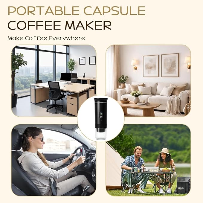 Portable Coffee Maker, 3-in-1 Espresso Machine for Travel 20 bar Mini Coffee Maker Compatible with Ground Coffee & Capsule for Car, RV, Hiking, Camping, Office, Travel Espresso Maker