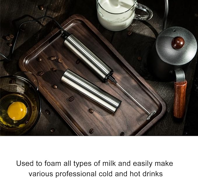 Electric Milk Frother,Mini Electric Blender,Handheld and Stainless Steel Coffee Frother,Detachable and Auto Whisk Drink Mixer for Home, Kitchen, Baking, Coffee Shop (Battery Operated but Not Included)