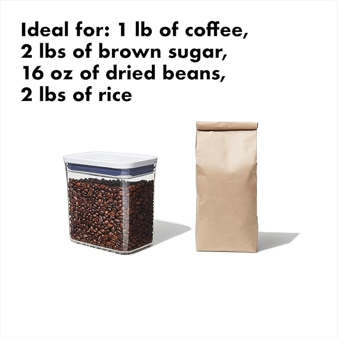 OXO Good Grips 4-Piece Mini POP Container Set Good Grips POP Container – Airtight 1.7 Qt for Coffee and More Food Storage, Rectangle, Clear