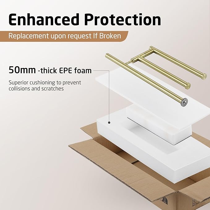 KES Gold Hand Towel Holder for Bathroom, Countertop Standing Swivel Towel Rack with Marble Base, Hand Towel Holder Free Standing 18/8 Stainless Steel Brushed Gold, BTH233-BZ