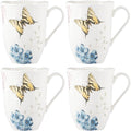 Lenox Butterfly Meadow Hydrangea 4-Piece Porcelain Mug Set, 4 Count (Pack of 1), Multi