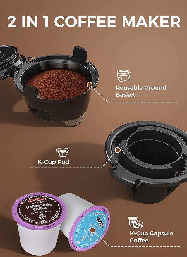 COWSAR Commercial Single Serve Coffee Maker, K Cup Coffee Brewer for Capsule and Ground Coffee, Capsule Coffee Machine with 40 Oz Water Tank, Instant-Heat, 5 Brew Sizes Up To 14 Oz, Satin Black