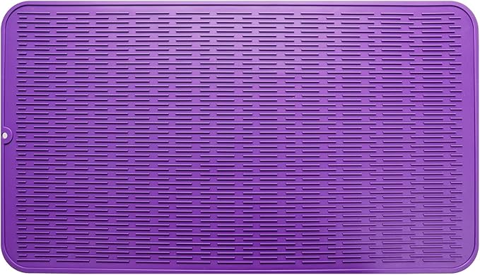 MicoYang Silicone Dish Drying Mat for Multiple Usage,Easy clean,Eco-friendly,Heat-resistant Silicone Mat for Kitchen Counter or Sink,Refrigerator or Drawer Liner Purple 4XL 32 inches x 18 inches