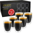 Creano Premium Double-Walled Drinking Glasses 9oz / 250 ml - Set of 6 - Professional Quality - 100% Dishwasher Safe (6x 9oz)
