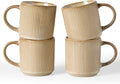 famiware Coffee Mug Set for 4, Star 12 oz Catering Mugs Cup Set with Handle for Coffee, Tea, Cocoa, Milk - Ceramic Stoneware Drinkware Set, Cream