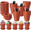 Patelai 24 Pack Flower Pot Dessert Cups with Shovel Spoons Plastic Cake Desserts Cups for Farmers Market Construction Birthday Party Baking Supplies, Ice Cream, Cupcakes, Yogurt, Pudding