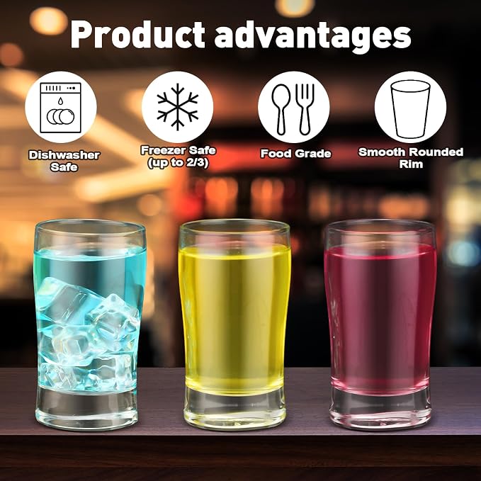 Bokon 36 Pcs Beer Glasses, Small Juice Cups Iced Tea Glasses Heavy Base Glassware Clear Glass Bulk Tumblers for Drinking Water Beer Milk Orange Juice Kids Breakfast (5 oz)