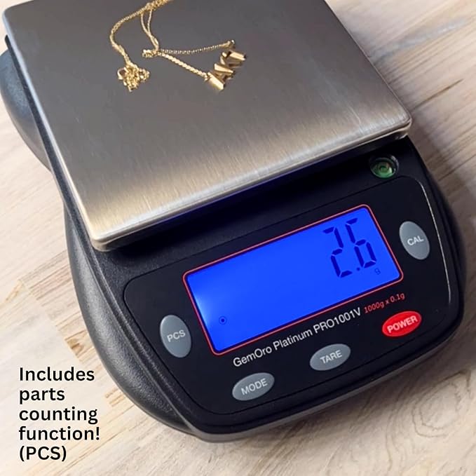 GemOro Platinum PRO1001V | Durable Precise Jewelers Countertop Portable Scale | Digital Precision Tool with Expert Professional Reading & Accuracy 1000g x 0.1g Readability (Black)