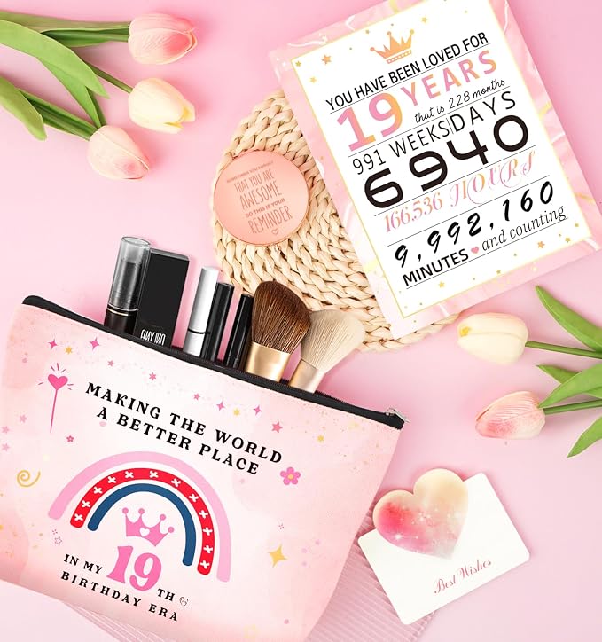 Awfrky 19 Year Old Girl Birthday Gifts, 19th Birthday Gifts For Girls, Happy Birthday Gifts for 19 Year Old Female Daughter Niece Granddaughter Sister Her Girlfriend Bestie