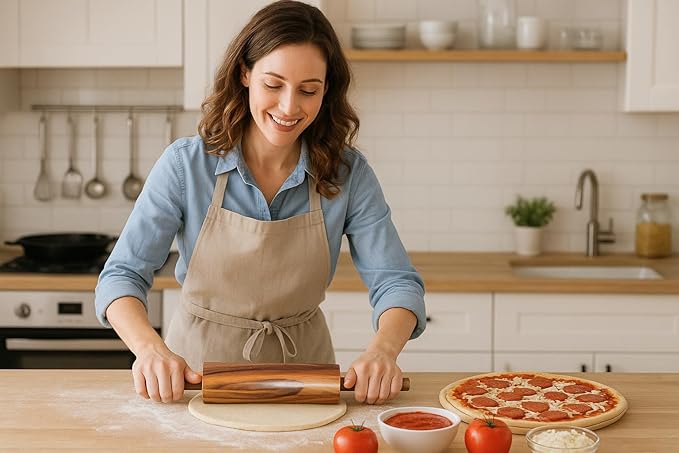Classic Wooden Rolling Pin for baking, 18-Inch Hardwood Dough Roller for Baking Pizza, Pie, Pastry and Cookies, Premium Quality Essential for Kitchen