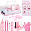 LemonRoad 15 Pcs Snow Globe DIY Tumbler Tool Kit Include Storage Box Squeeze Bottle Funnel Silicone Cup Cradle Measuring Cup Flashlight for Beginner Making Supplies Thanksgiving Day Gifts(Pink)