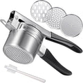 Potato Ricer, AMOHEE 15oz Stainless Steel Potato Masher Upgrade Heavy Duty Design with Anti-Slip Handle Ricer for Mashed Potatoes, Carrots, Yams, Black