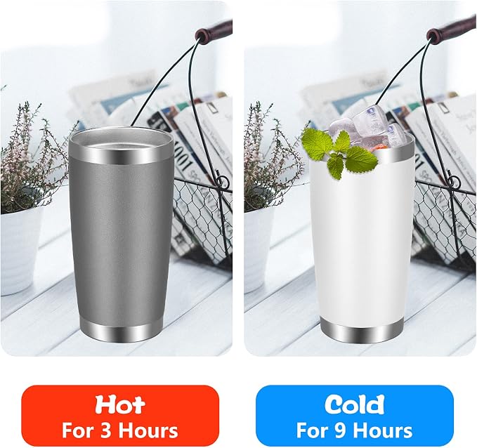 VEGOND 20oz Tumbler with Lid and Straw Stainless Steel Tumbler Cup Bulk Vacuum Insulated Double Wall Travel Coffee Mug Powder Coated Coffee Cup, Grey, 12 Pack