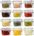4oz Mini Airtight Glass Jars with Clamp Lid - Small Spice, Jam & Honey Jars for Kitchen Pantry Storage, Cute Clear Sauce Containers for Seasoning, Sugar, Salt, Wedding & Party Favors