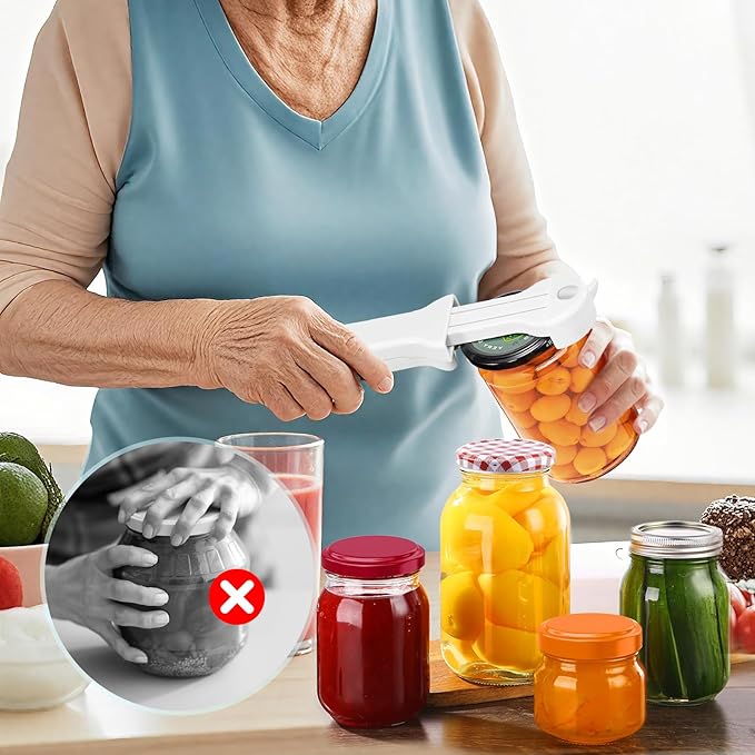 7-in-1 Jar Opener for Seniors – Magnetic adjustable Jar Opener & Bottle Opener for Arthritis, Weak Hands, Easy-Grip Kitchen Lid Opener Gadgets (Off-White)