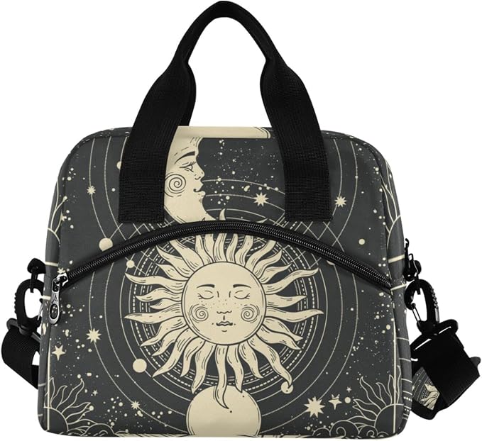 Astrology Tarot Goth Insulated Lunch Bag Reusable Lunch Tote Bag Cooler Bag for Women Men Adult Lunch Box with Adjustable Shoulder Strap Leakproof Lunch Bag for Work School Picnic Camping