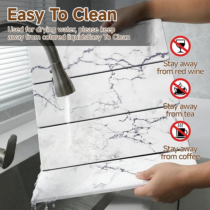 Large Stone Dish Drying Mat for Kitchen Counter,24"(L)×16"(W),Quick Dry Super Absorbent Drying Matt Kitchen Counter,Collapsible Diatomaceous Earth Dish Mats,for Dishes Bottles Cups,Any Countertop