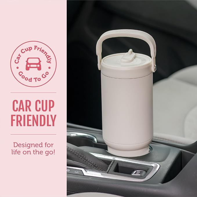 Ello Oasis Go+ 26oz Tumbler with Top Handle and Retracting Straw | Reusable Insulated Stainless Steel Cup, 100% Leakproof Water Bottle, 24 Hours Cold, Cup Holder Friendly For Travel | Cherries Jubilee